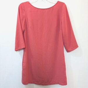 TILDON Boatneck Crepe Shift Dress Coral, Women's Xtra Small